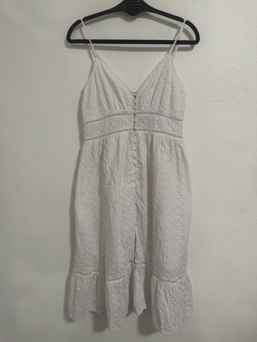 Windsor White Eyelet Cotton Midi Dress M Boho Summer - Picture 2 of 9